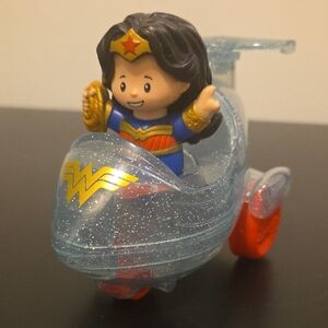 Little People Superhero Wonder Woman Figurine With Airplane Vehicle